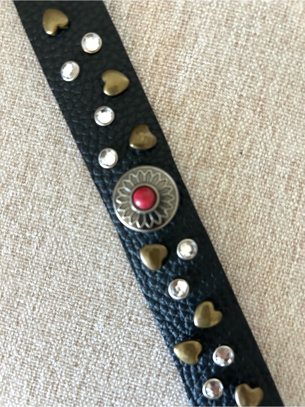 Dark Brown Studded Faux Leather Bracelet